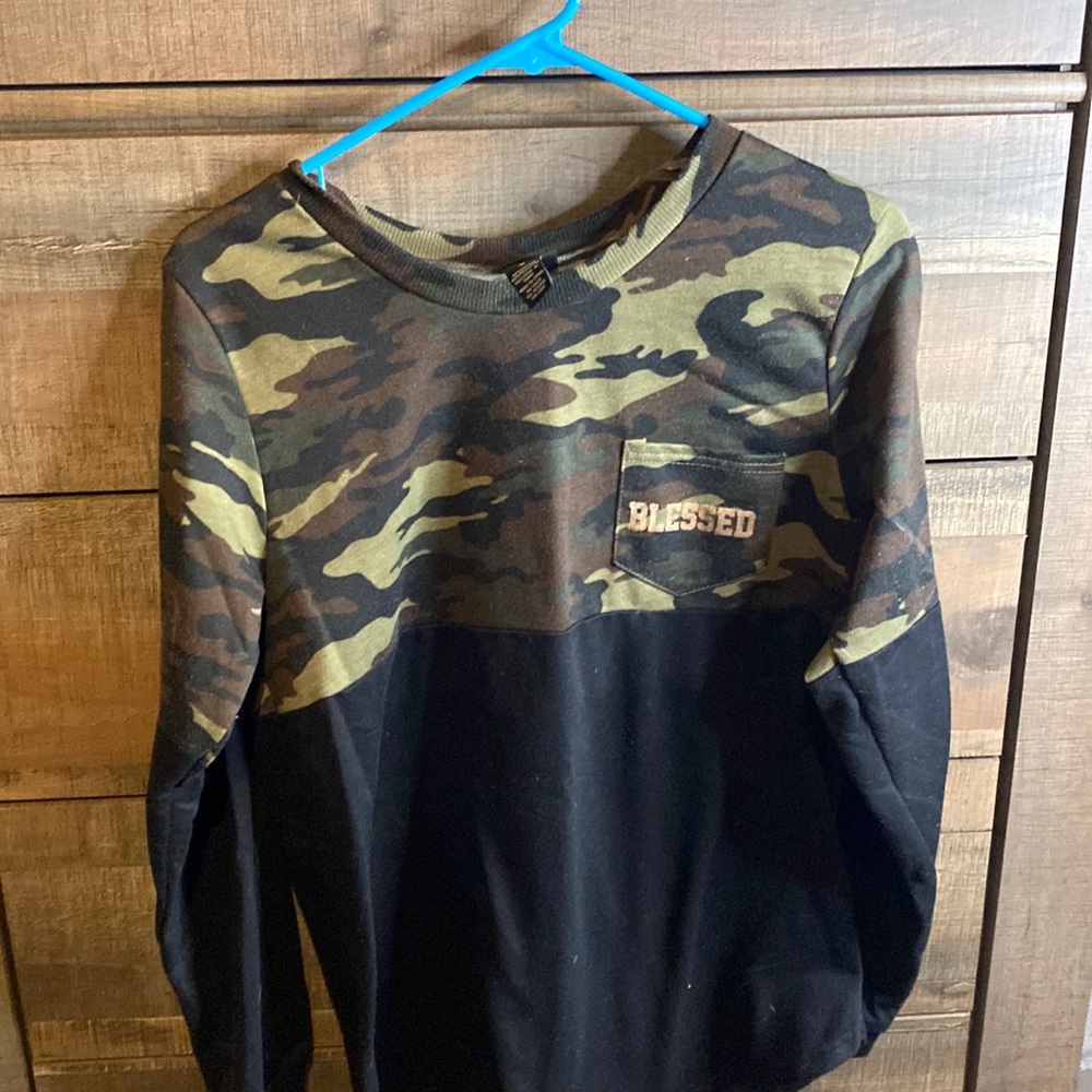 Blessed Black/camo sweater
